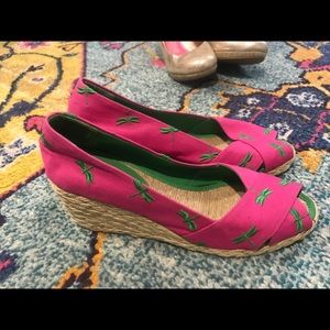 Ralph Lauren Pink Women Wedges Size 9 Dragonflies